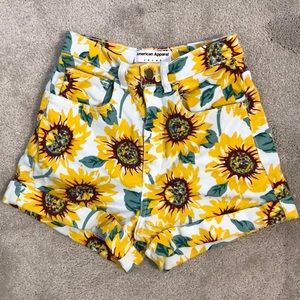 American Apparel High Waisted Sunflower Shorts